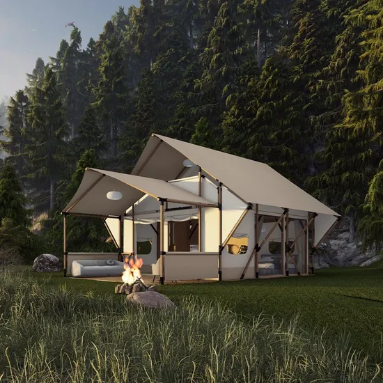 Safari Tent Luxury Canvas Glamping Tents with Bathroom Resort Hotel Tent for Family Camping 