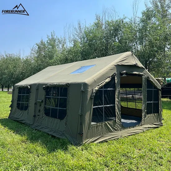 12 Sqm Green Glamping Tent Luxury 420d Oxford Air Tent Inflatable Camping Outdoor 
