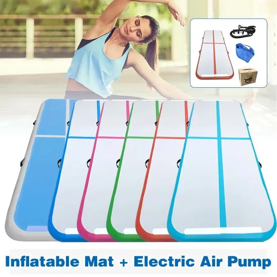 10/13/16FT Gymnastics Air Mat 4inch Thickness Tumbling Mat Inflatable Gymnastics Training Mats for Home/Gym/Training Air Track Tumbling Run 