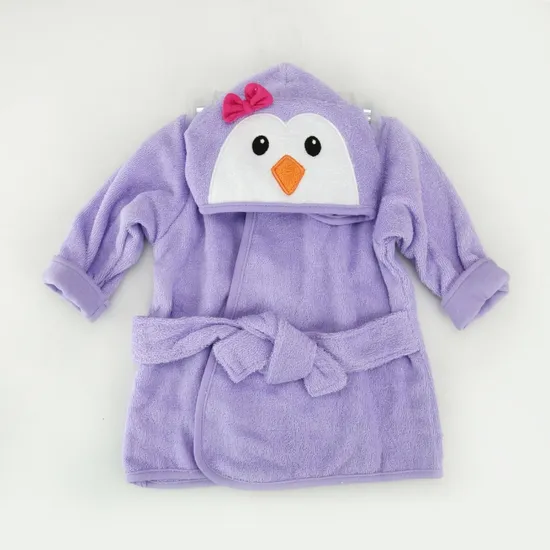 OEM Customization Purple Breathable Smooth Children Cotton Bath Robes 